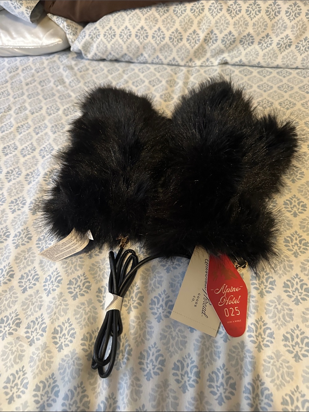Black Faux Fur Ear Muffs with Adjustable Band